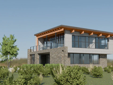 Immeuble de bureaux &agrave; deux &eacute;tages Modèle 3D