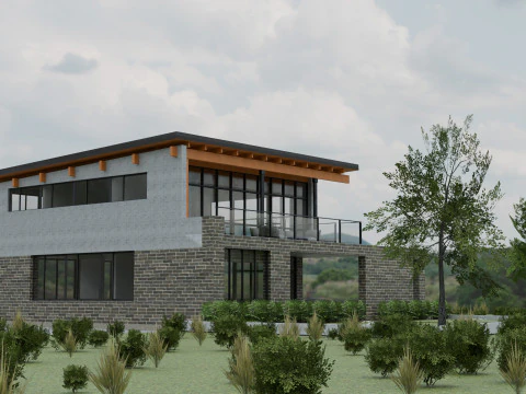 Immeuble de bureaux &agrave; deux &eacute;tages Modèle 3D