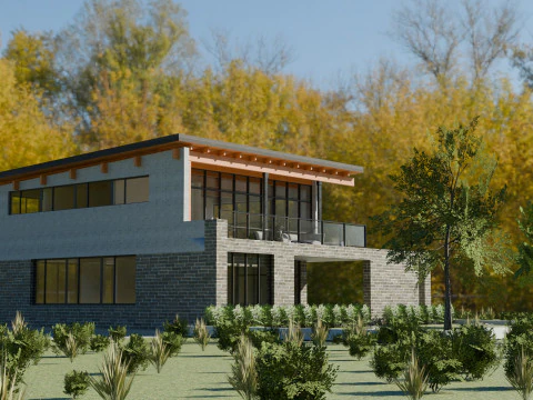 Immeuble de bureaux &agrave; deux &eacute;tages Modèle 3D