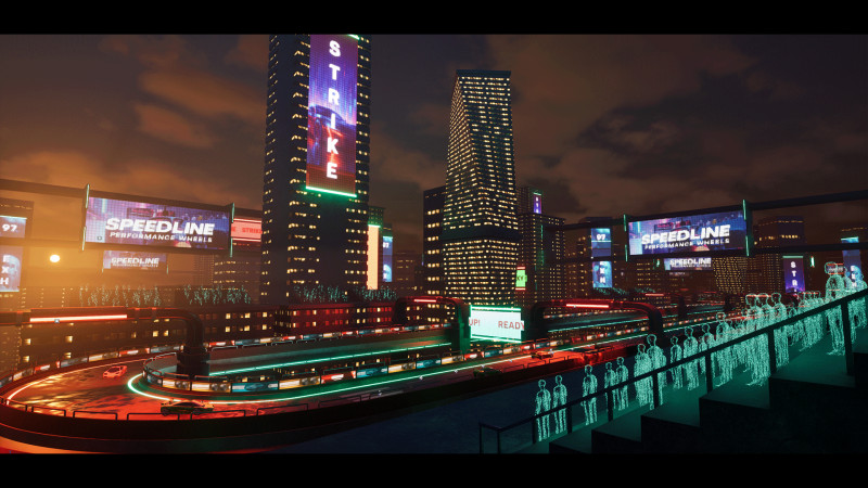 Neon Cyber-Track City Unreal Engine Environment 3D Модель .c4d .max .obj .3ds .fbx .stl .blend