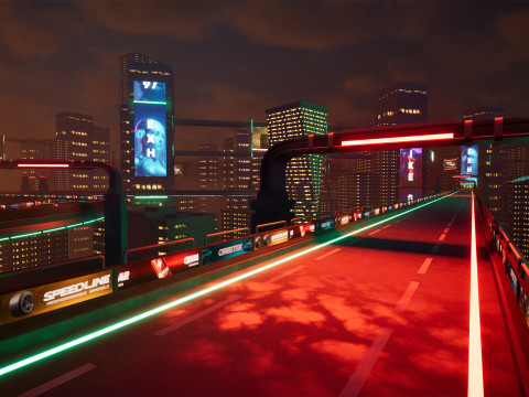 Neon Cyber-Track City Unreal Engine Environment 3D Модель