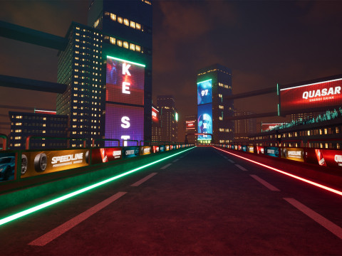 Neon Cyber-Track City Unreal Engine Environment 3D Модель
