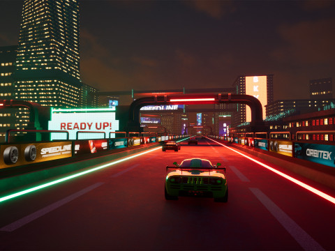 Neon Cyber-Track City Unreal Engine Environment 3D Модель