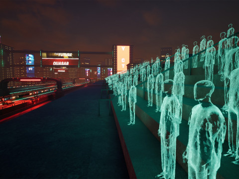 Neon Cyber-Track City Unreal Engine Environment 3D Модель