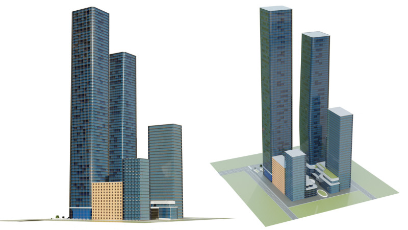 Realistic of Futuristic Skyscrapers Model 3D .c4d .max .obj .3ds .fbx .stl .blend