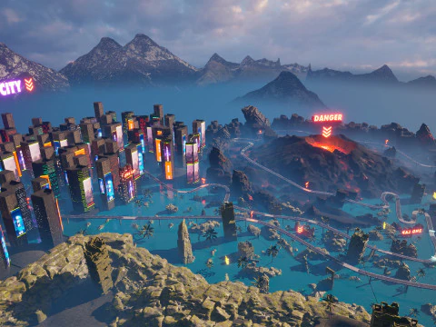 Crono-Circuito Ambiente di gioco Ambiente modulare Pista da corsa fantascientifica Modello 3D