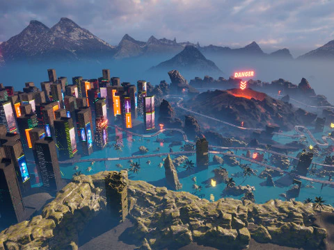 Crono-Circuito Ambiente di gioco Ambiente modulare Pista da corsa fantascientifica Modello 3D