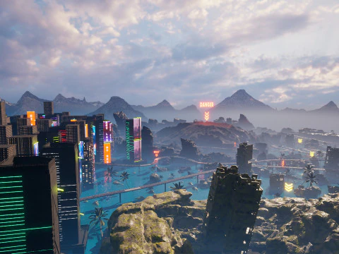 Crono-Circuito Ambiente di gioco Ambiente modulare Pista da corsa fantascientifica Modello 3D