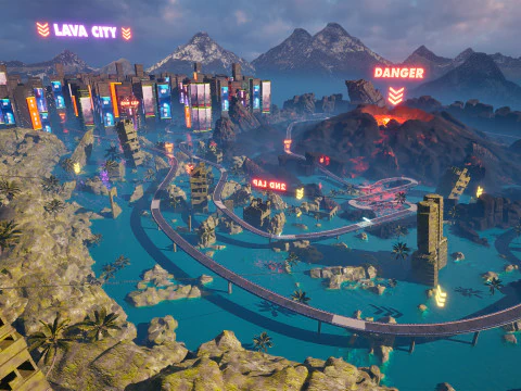 Crono-Circuito Ambiente di gioco Ambiente modulare Pista da corsa fantascientifica Modello 3D