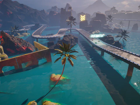 Crono-Circuito Ambiente di gioco Ambiente modulare Pista da corsa fantascientifica Modello 3D