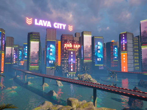 Crono-Circuito Ambiente di gioco Ambiente modulare Pista da corsa fantascientifica Modello 3D