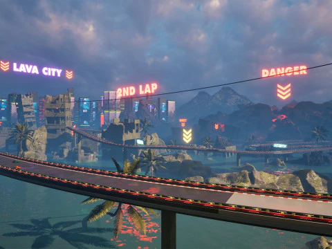 Crono-Circuito Ambiente di gioco Ambiente modulare Pista da corsa fantascientifica Modello 3D