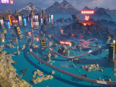 Crono-Circuito Ambiente di gioco Ambiente modulare Pista da corsa fantascientifica Modello 3D