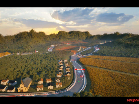 Salita verdeggiante - Pista da rally e paesaggio cinematografico Modello 3D