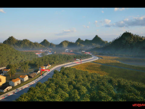 Salita verdeggiante - Pista da rally e paesaggio cinematografico Modello 3D