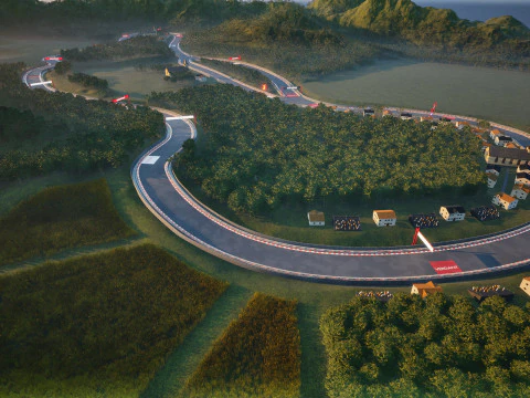 Salita verdeggiante - Pista da rally e paesaggio cinematografico Modello 3D