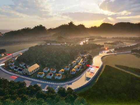 Salita verdeggiante - Pista da rally e paesaggio cinematografico Modello 3D