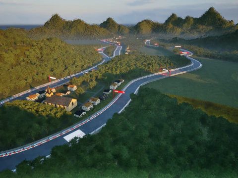 Salita verdeggiante - Pista da rally e paesaggio cinematografico Modello 3D