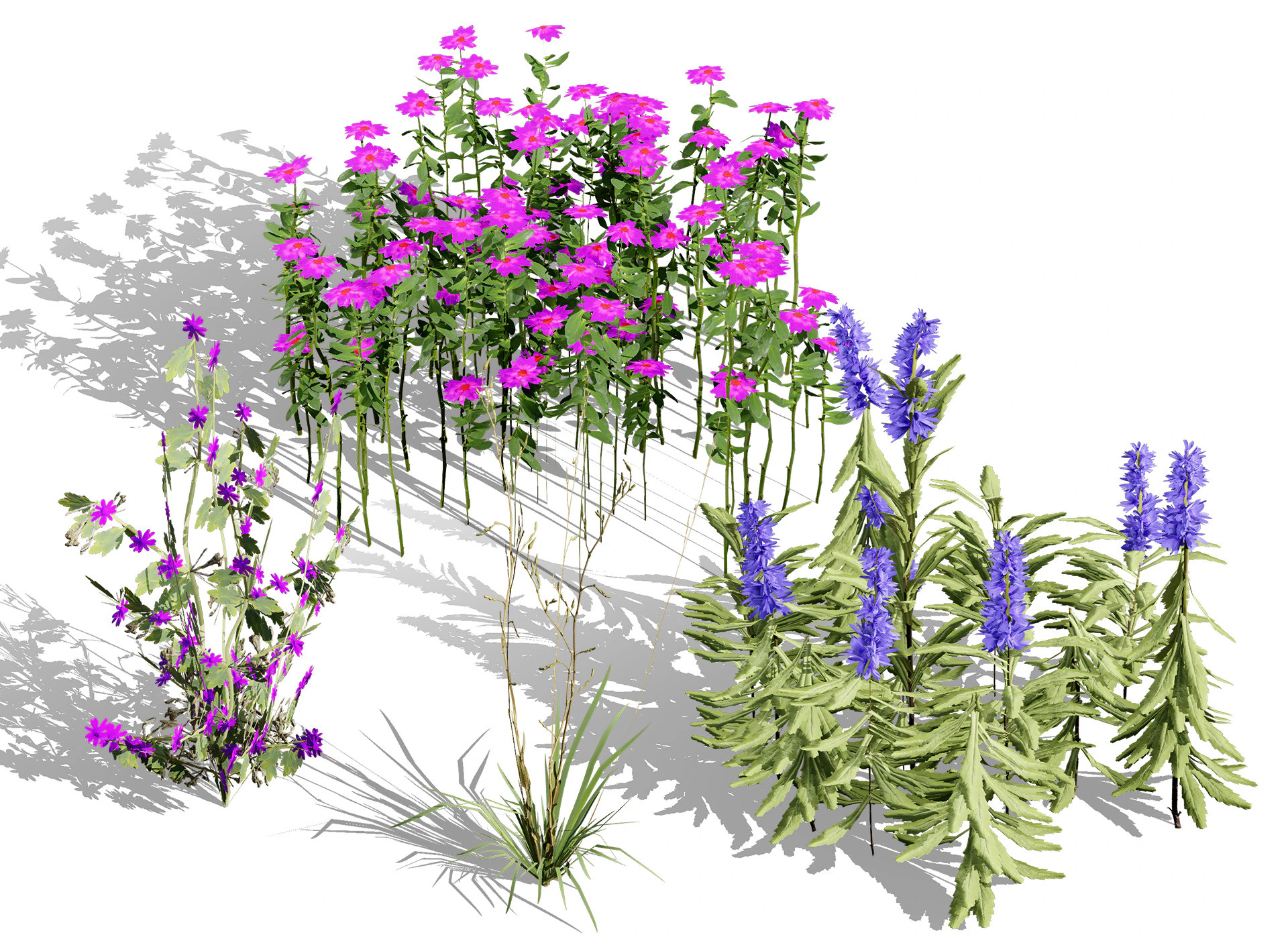 Pacchetto di foglie di fiori selvatici pronto per il gioco Modello 3D .c4d .max .obj .3ds .fbx .stl .blend