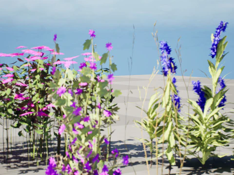 Pacchetto di foglie di fiori selvatici pronto per il gioco Modello 3D