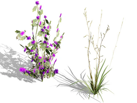 Pacchetto di foglie di fiori selvatici pronto per il gioco Modello 3D