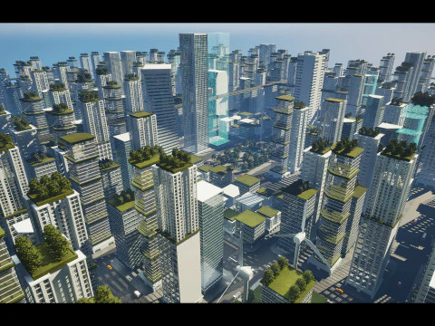 Future Cityscape Modular Eco-Futuristic Environment 3D Model