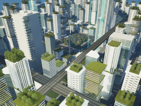 Future Cityscape Modular Eco-Futuristic Environment Model 3D