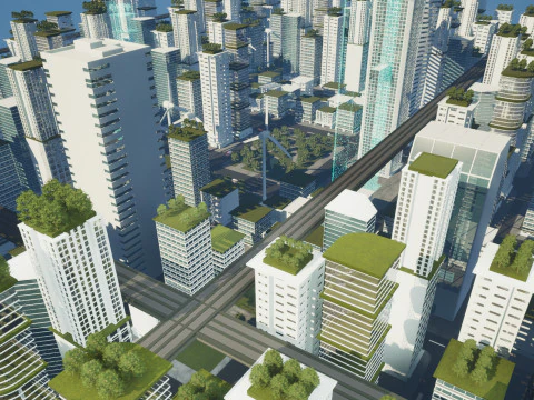 Future Cityscape Modular Eco-Futuristic Environment 3D Model