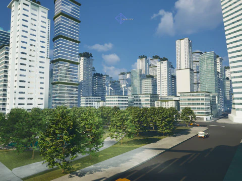 Future Cityscape Modular Eco-Futuristic Environment 3D Model