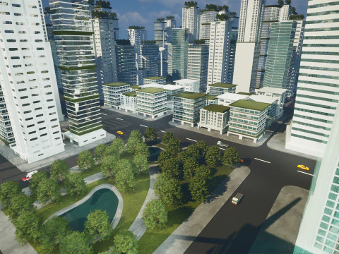 Future Cityscape Modular Eco-Futuristic Environment 3D Model