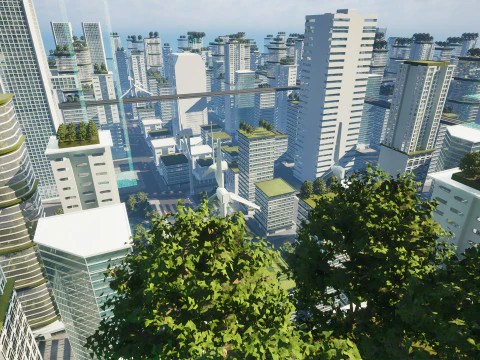 Future Cityscape Modular Eco-Futuristic Environment 3D Model