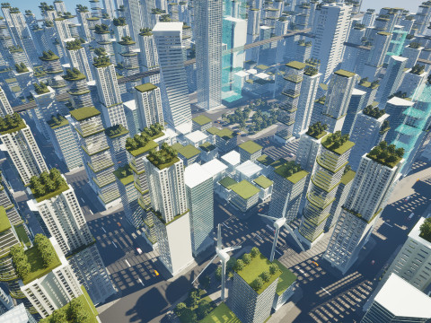 Future Cityscape Modular Eco-Futuristic Environment Model 3D