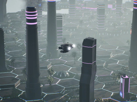 Neo-Cyber Frontier Modular Sci-Fi Outpost Unreal Engine Environment 3D Model