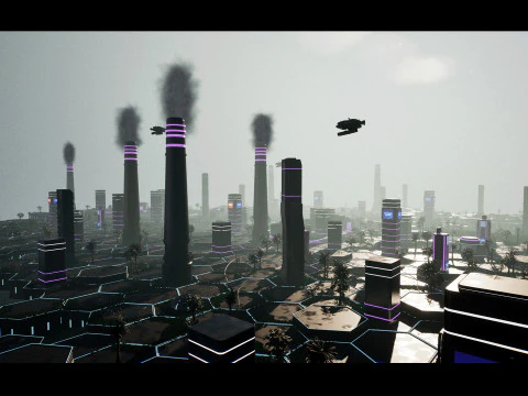 Neo-Cyber Frontier Modular Sci-Fi Outpost Unreal Engine Environment 3D Model