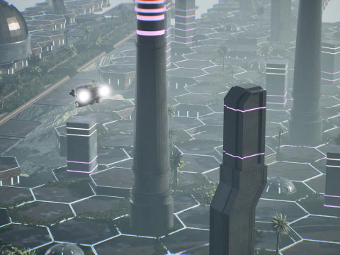 Neo-Cyber Frontier Modular Sci-Fi Outpost Unreal Engine Environment 3D Model