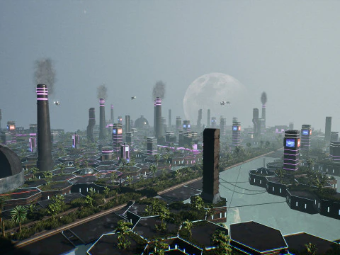 Neo-Cyber Frontier Modular Sci-Fi Outpost Unreal Engine Environment 3D Model