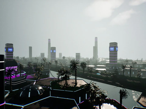 Neo-Cyber Frontier Modular Sci-Fi Outpost Unreal Engine Environment 3D Model