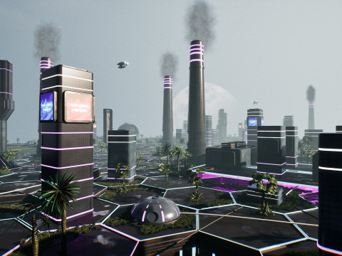 新网络前沿模块化科幻前哨虚幻引擎环境 3D 模型