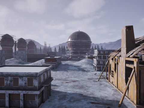 Settore industriale settentrionale: kit irreale modulare ad alto dettaglio Modello 3D