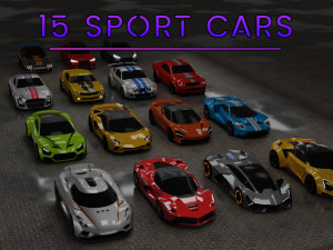 15 sport cars pack 3D Model