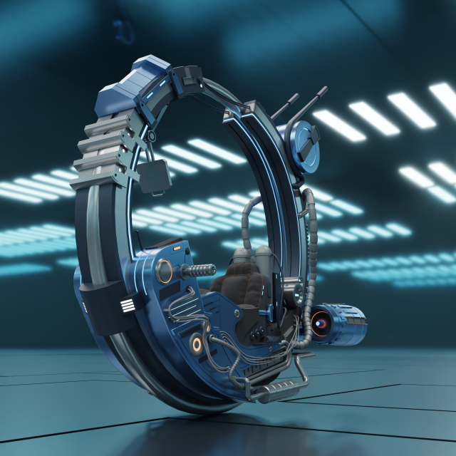 Sci-Fi Motorbike 3D Model .c4d .max .obj .3ds .fbx .stl .blend 