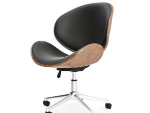 wood and leather swivel chair Model 3D