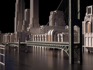 of buildings houses bridges Model 3D