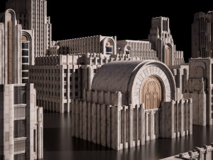 of buildings houses bridges Model 3D