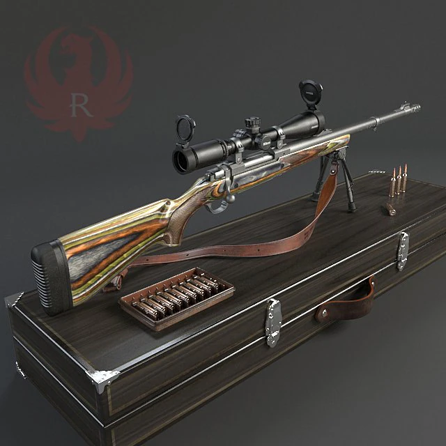 sniper rifle 3D Model .c4d .max .obj .3ds .fbx .stl .blend 