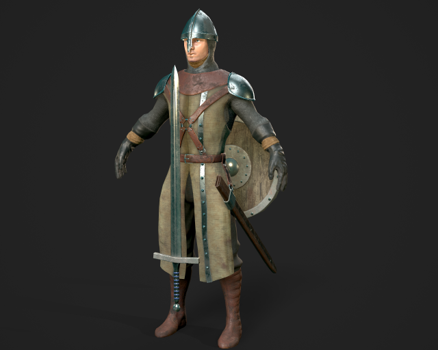 medieval swordsman 3D Model .c4d .max .obj .3ds .fbx .stl .blend 