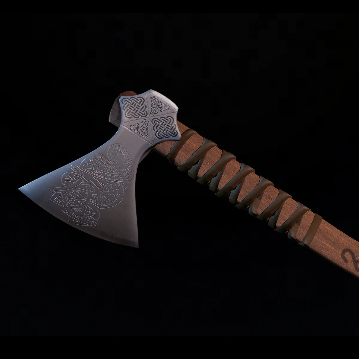 Modelo pronto para jogo de machado de batalha viking mammen Modelo 3D .c4d .max .obj .3ds .fbx .stl .blend