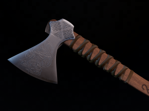 viking battle axe mammen game ready model Modelo 3D