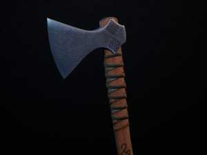 viking battle axe mammen game ready model 3D Model