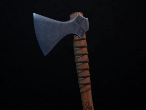 Modelo pronto para jogo de machado de batalha viking mammen Modelo 3D